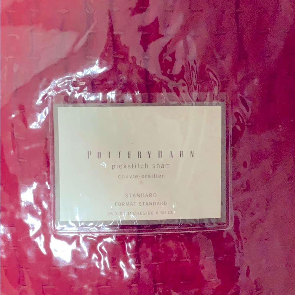 Pottery barn pick stitch sham standard 26 x 20 red